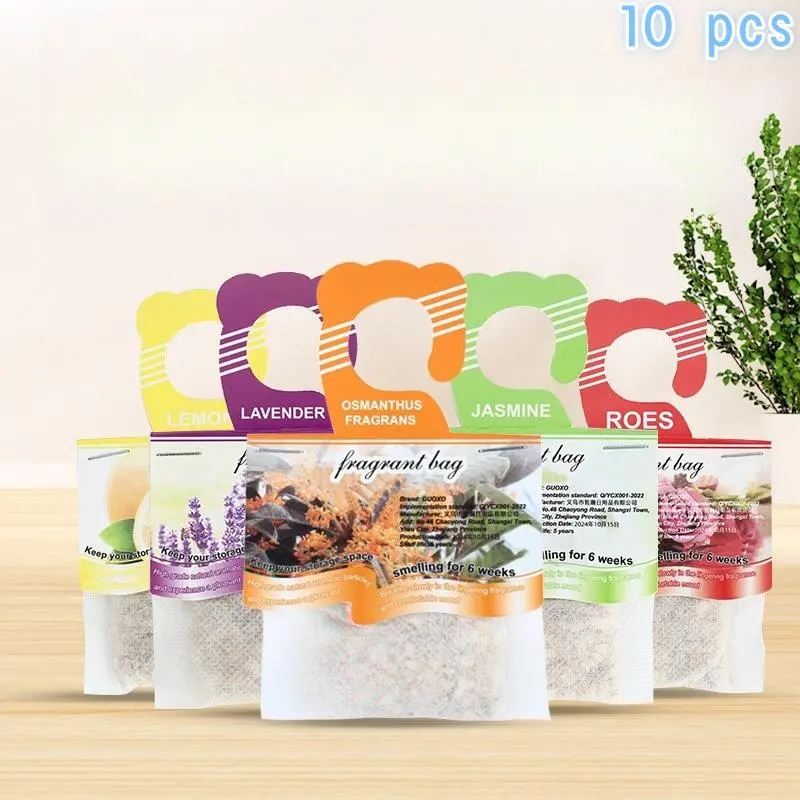 Lavender & Jasmine Scented Sachet, Floral Scent, Aromatic Scents, 10pcs/set Long Lasting Fragrance Sachet, Home Fragrance for Wardrobe, Car, Hotel, Restaurant, Supermarket