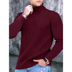 Men's turtleneck casual tight stretch sweater