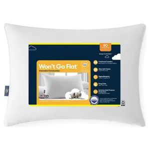 Won't Go Flat Bed Pillow Standard Queen Size Comfortable Support Lightweight Design Ideal for Sleep Premium Memory Foam Hyperallergenic Antimicrobial