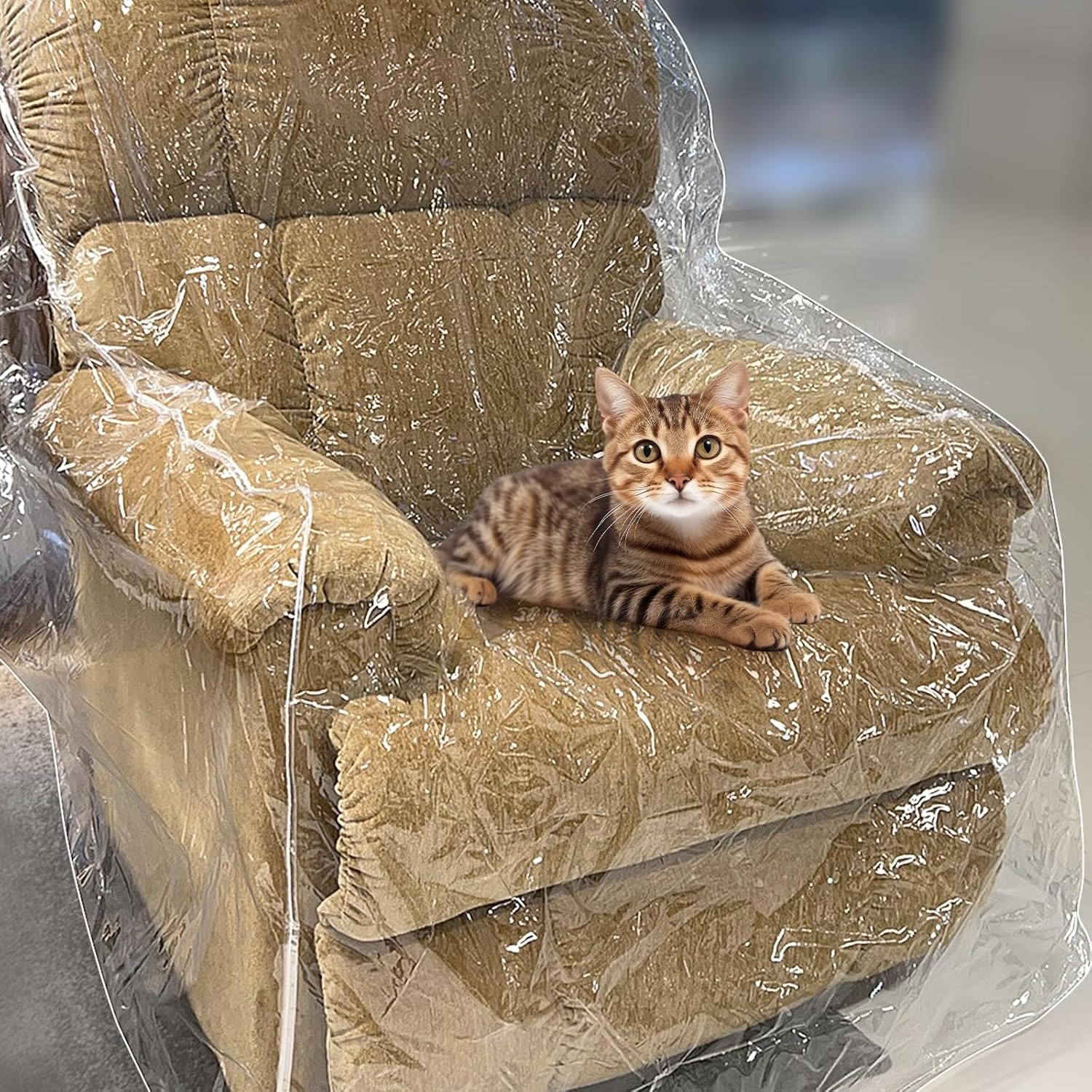 wokire Clear Plastic Recliner/Armchair Chair Covers Protectors, Heavy Duty PVC Waterproof Shield Cover for Large Sofa, Vinyl Furniture Covers for Anti Cat Dog Scratching (1 Pack) Visit the wokire Store