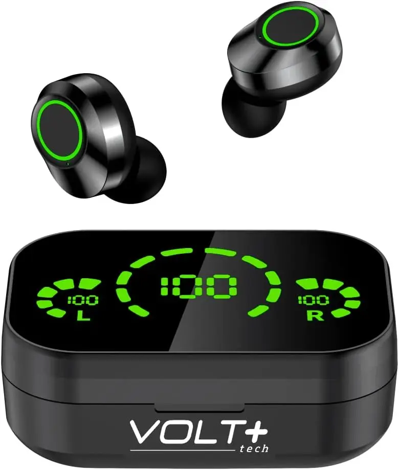Wireless Pro Earbuds V5.3 with LED Display - Audio Electronic Digital Headphones, Water & Sweatproof, Noise Reduction, Quad Mic, Touchscreen, Sports Earpads Compatible with Multiple Devices