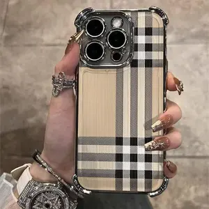 Trendy Checkered Pattern Anti-Fall Mobile Phone Case for iPhone 17 Pro Max Phone Case 17 Air 16 E 15 Plus 14 13 12 11 X XS XR, Samsung Galaxy S22 S23 S24 S25 ULTRA FE Plus EDGE Shockproof Transparent Protective Cover Strong Accessories