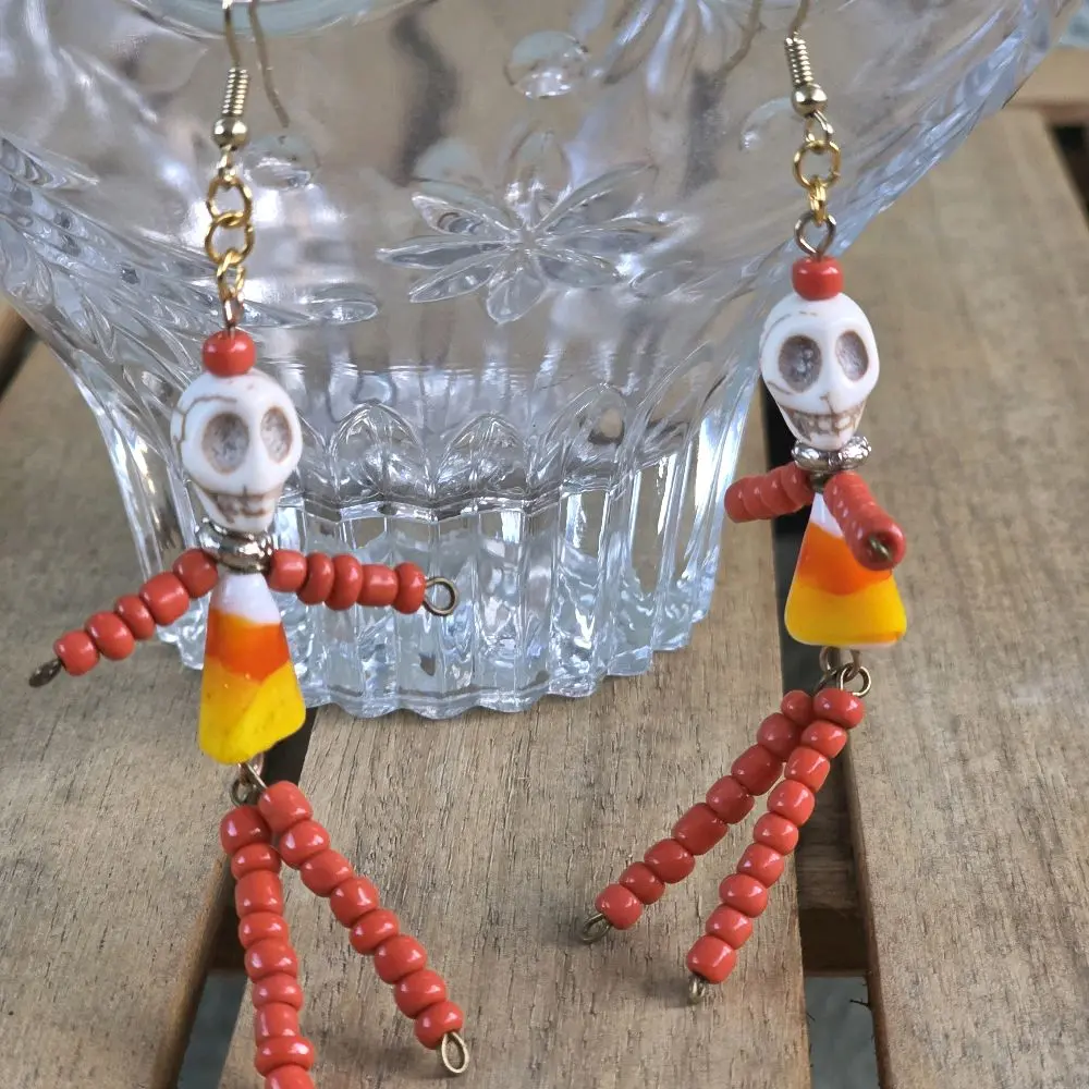 Skeleton Beaded Earrings – Handmade Spooky Chic Jewelry