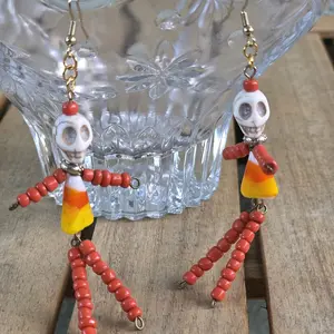 Skeleton Beaded Earrings – Handmade Spooky Chic Jewelry