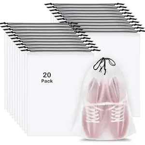 20 piece travel shoe bag set, 15.7-inch x 11.8-inch transparent travel shoe bag packaging, large waterproof portable drawstring travel shoe storage bag, essential for both men and women during travelRAIMENTRY
