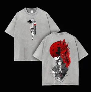 90s Dark Shinobi Itachi Graphic Tee – Vintage Washed Unisex Oversized Heavy Cotton Anime Shirt, Underground Street Style Gift