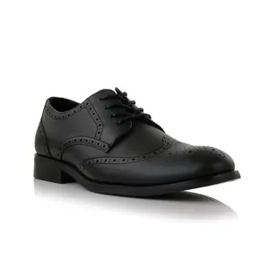 Ferro Aldo Albertson wing-tip texturized derby dress shoes, in Black, Men's Size 6.5 - 13