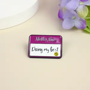 Hello I'm Doing My Best Enamel Pins, Positive Motivation Pin Brooch Badge, Positive Quotes Pins For Nurse LPN CNA MA Healthcare Worker SP003
