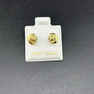 Gold 14k causal earrings Moon design