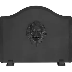 Fireback with Feet – Lion Heat Reflector, heat-resistant material with decorative design for fireplace wall protection (19.5 inches)