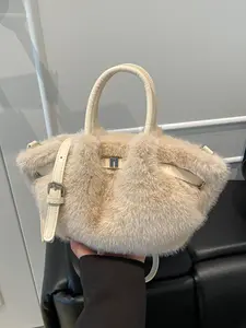 large capacity textured plush handbag, simple and casual versatile shoulder bag, niche design solid color temperament crossbody bag, Handbag Sling Bag, suitable for shopping, commuting, work, and attending parties