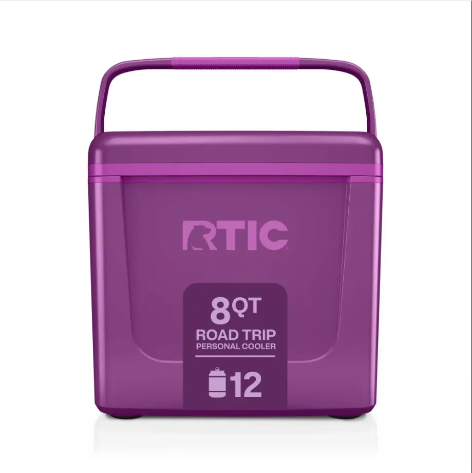 RTIC Road Trip 8 Qt Hard-Sided Personal Cooler, Fits 12 Cans, Berry Jam