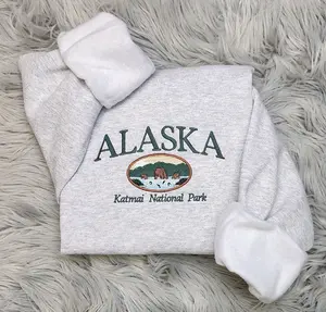 Embroidered Alaska State Sweatshirt, Embroidered Alaska Brown Bear Unisex Sweatshirt for men and women Sweatshirt or Hooded Sweatshirt