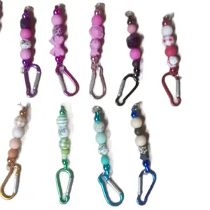 Beaded Keychains - Colorful Beaded Keychains with Carabiner Hooks for Key Storage and Organization