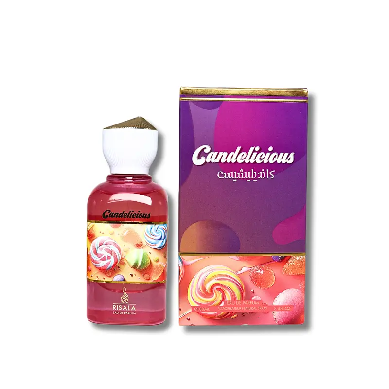 Risala Candelicious Unisex Liquid Eau De Parfum - 3.4 fl oz Bottle with Box, Aromatic Chic Citrus Gourmand Vanilla Amber Vanilla EDP, Floral Fruity Scent with Raspberry, Lemon Cream, Strawberry, Marshmallow Swirl, Warm Musk, Coconut for Adults