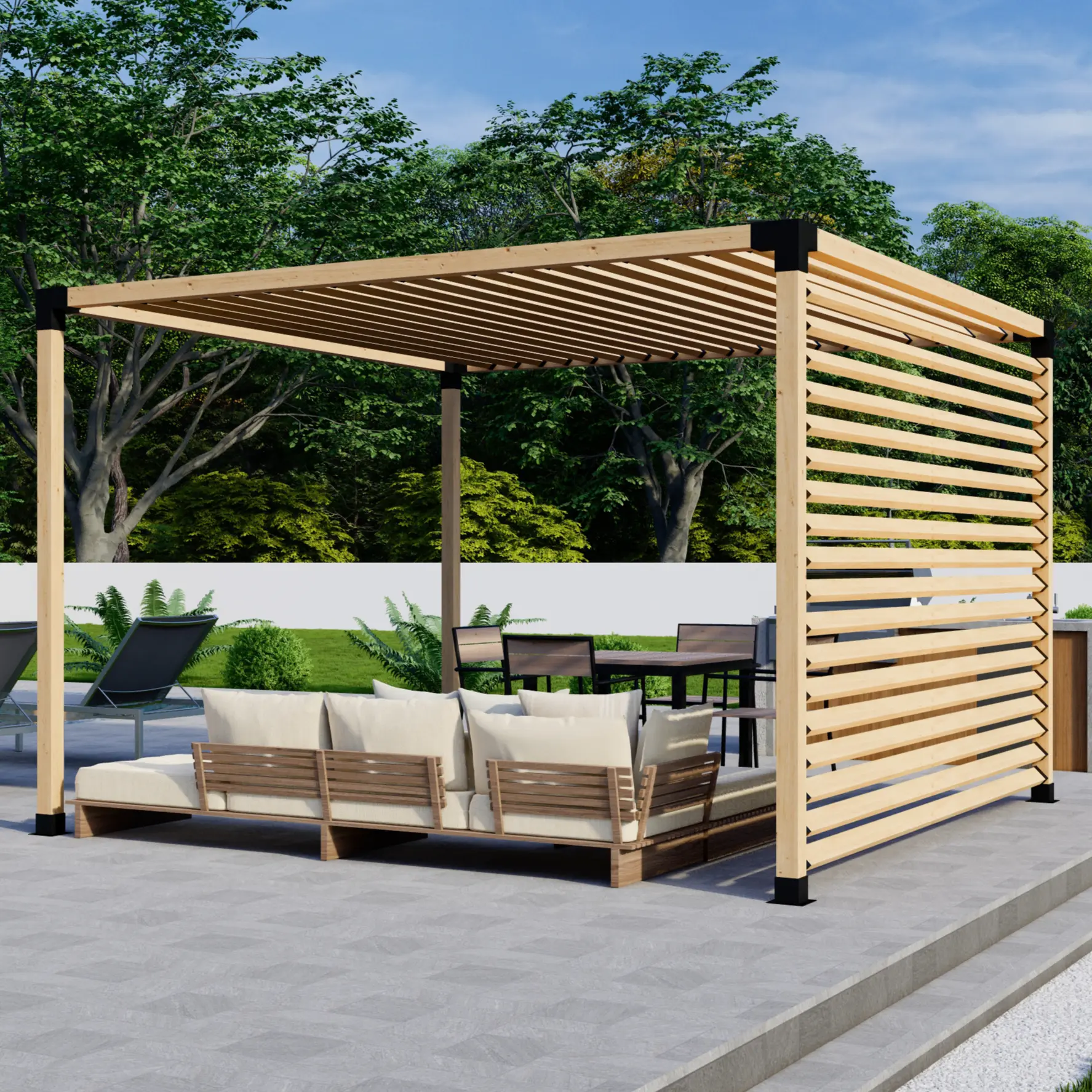 Kit for a Custom Pergola With Roof