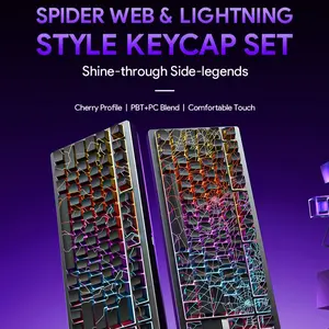 FURYCUBE Contour/South-facing Contours/Spiderweb Keycaps 98/126 Keys Shine Through OEM PBT Keycaps For Mechanical Keyboard Suitable for 60%/75%/80%/90% Layout Keyboard(Only Keycaps, not a keyboard)