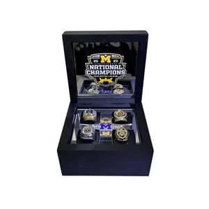 National Championship 4 Rings Box Premium Collector's Edition Display Your Rings with Pride Protect Your Valuables Ideal for Sports Fans and Collectors Celebrate Championship Victory Season