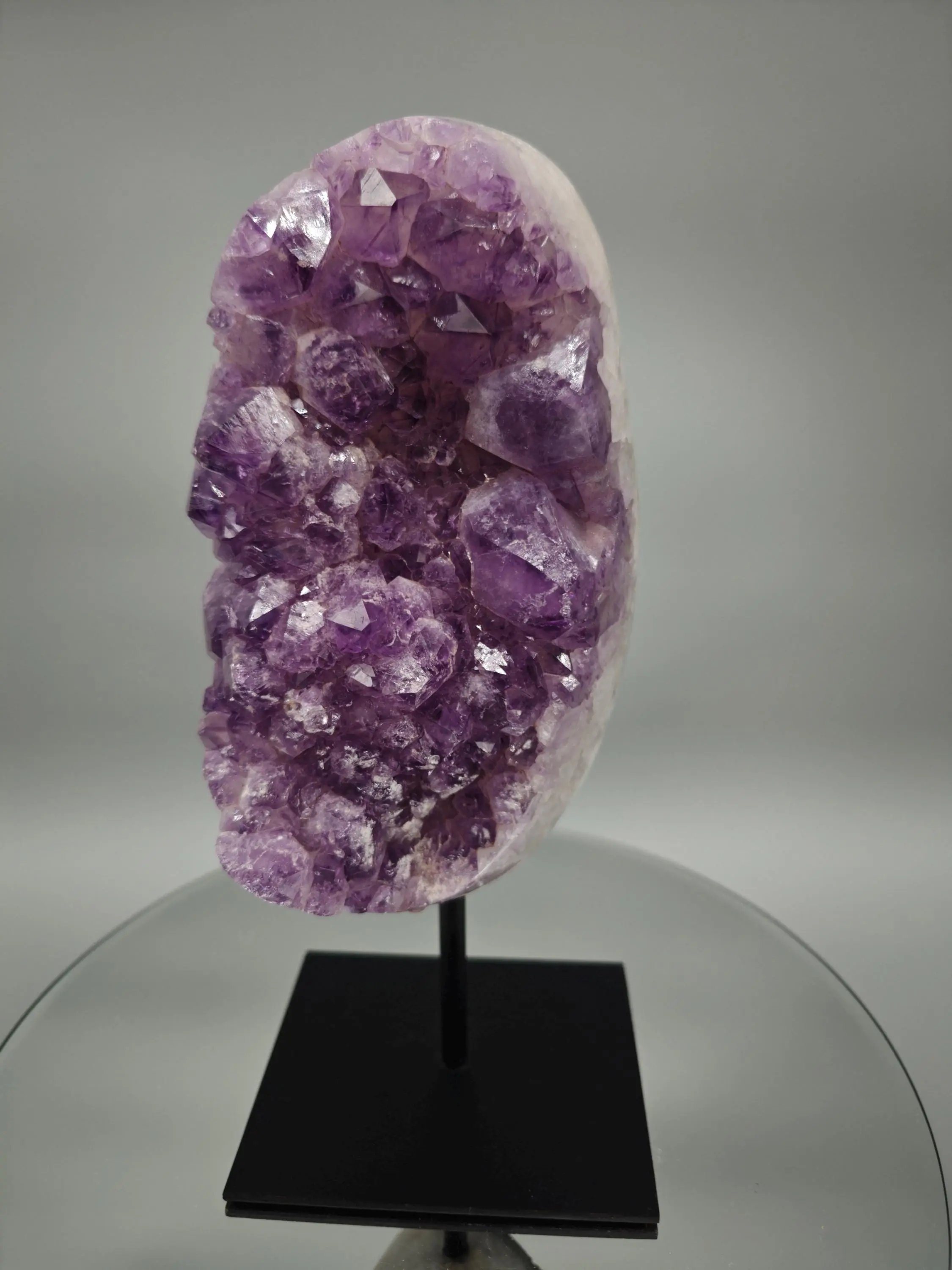 Large Polished Amethyst Cluster on Stand - Brazilian Amethyst Crystal Display - 10.5in Statement Piece - 6.41 lbs