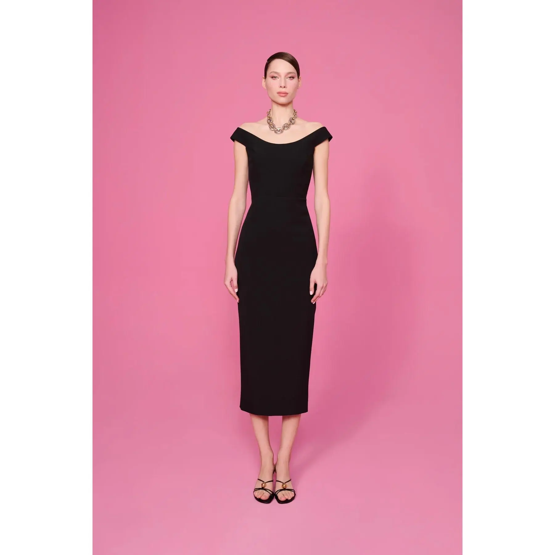 Amelia Off-Shoulder Minimal Midi Dress
