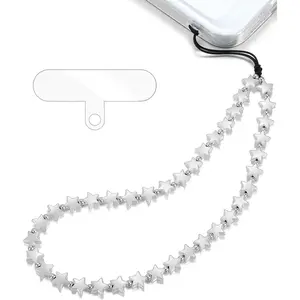 Star Phone Charm Wrist Strap, Beaded Lanyard Wristlet Chain, Anti-Theft Bracelet Strap for iPhone & More Cases
