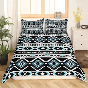 Feelyou Boho Aztec Pattern Duvet Cover Set - Bedroom Bedding Set, Soft Microfibre Material, All-Season Western Cowboy-Themed Southwestern Native Style, No Filler or Comforter