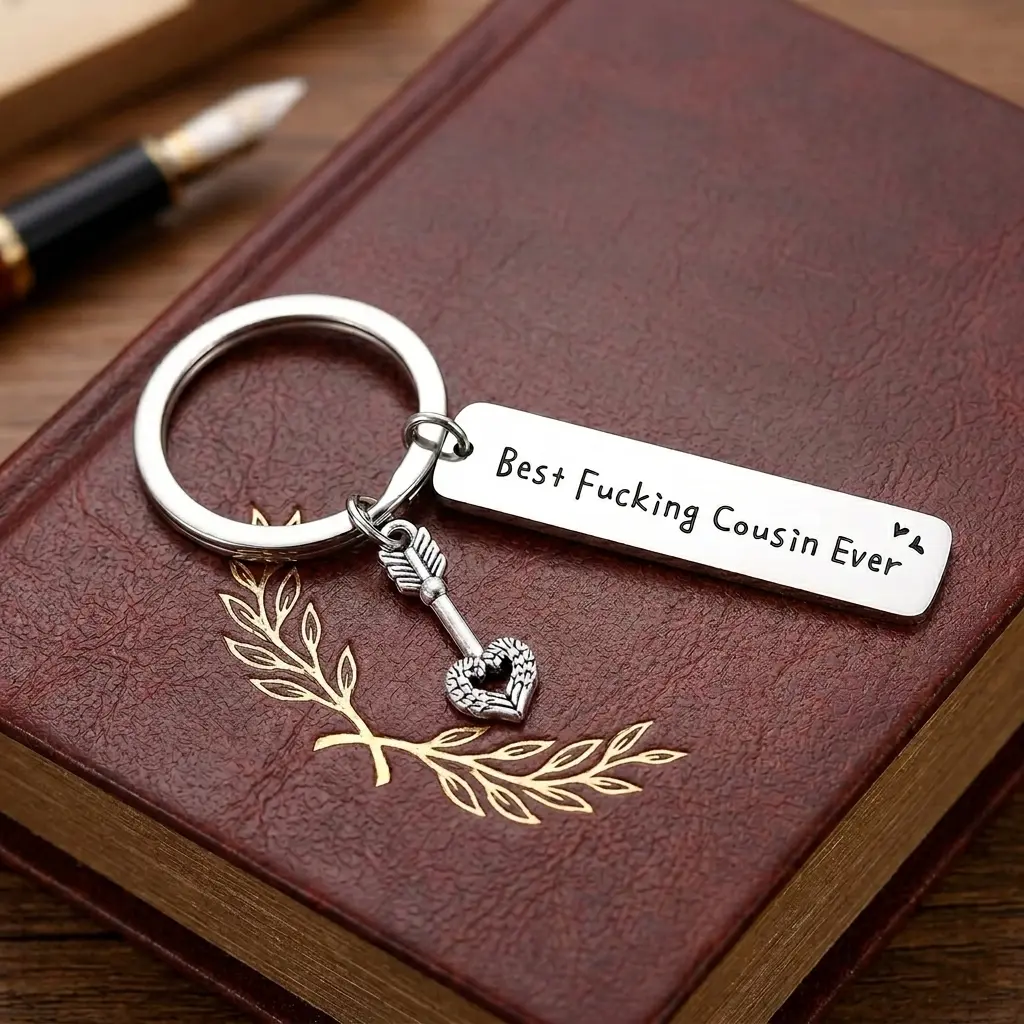 Stainless Steel Heart Arrow Keychain - Hand-Stamped Stainless Steel Jewelry, Christmas Best Cousin Gifts, Inspirational Festive Keepsake for Soul Sister, Birthday