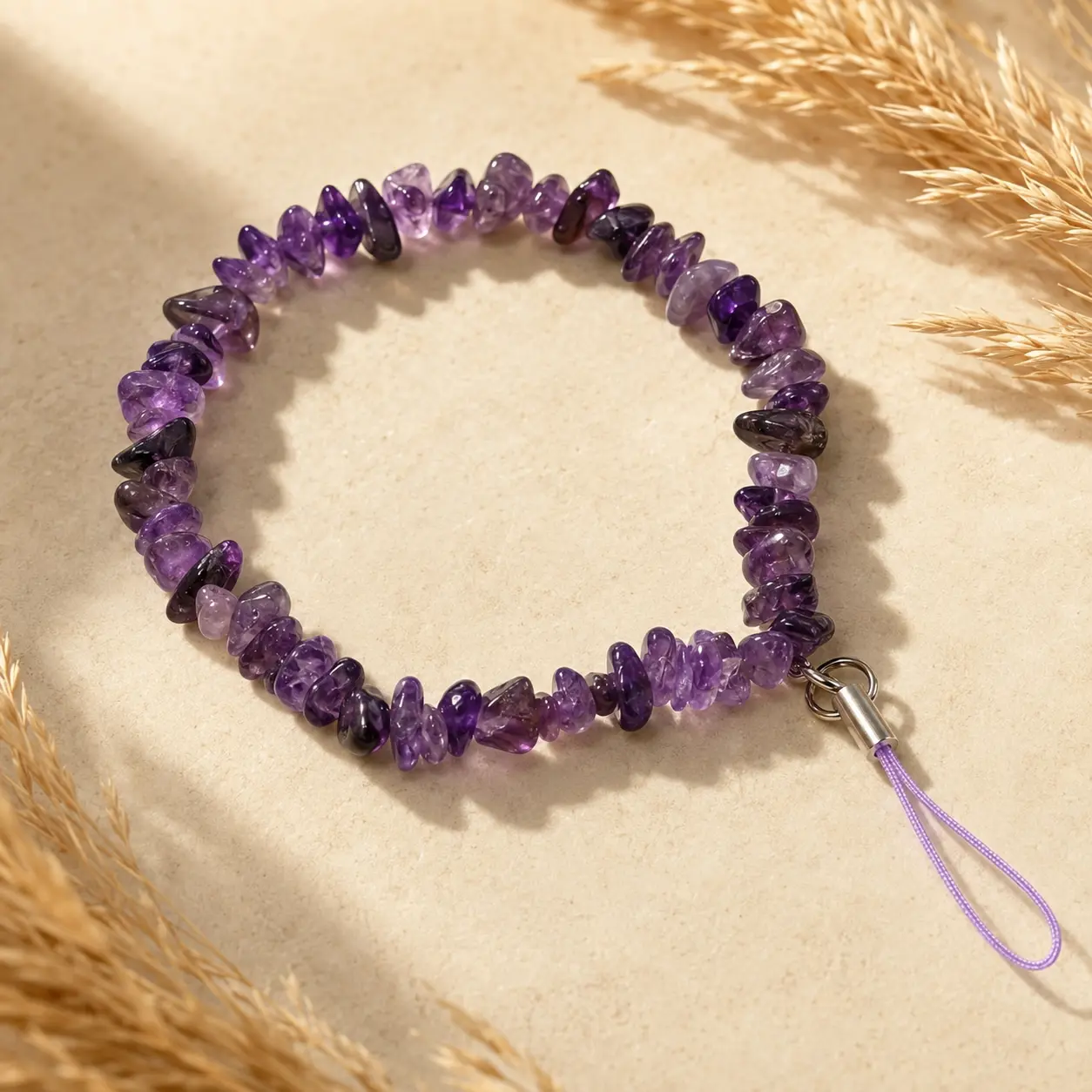 Natural Amethyst Phone Charm, Amethyst Bracelet – Fashion Jewelry