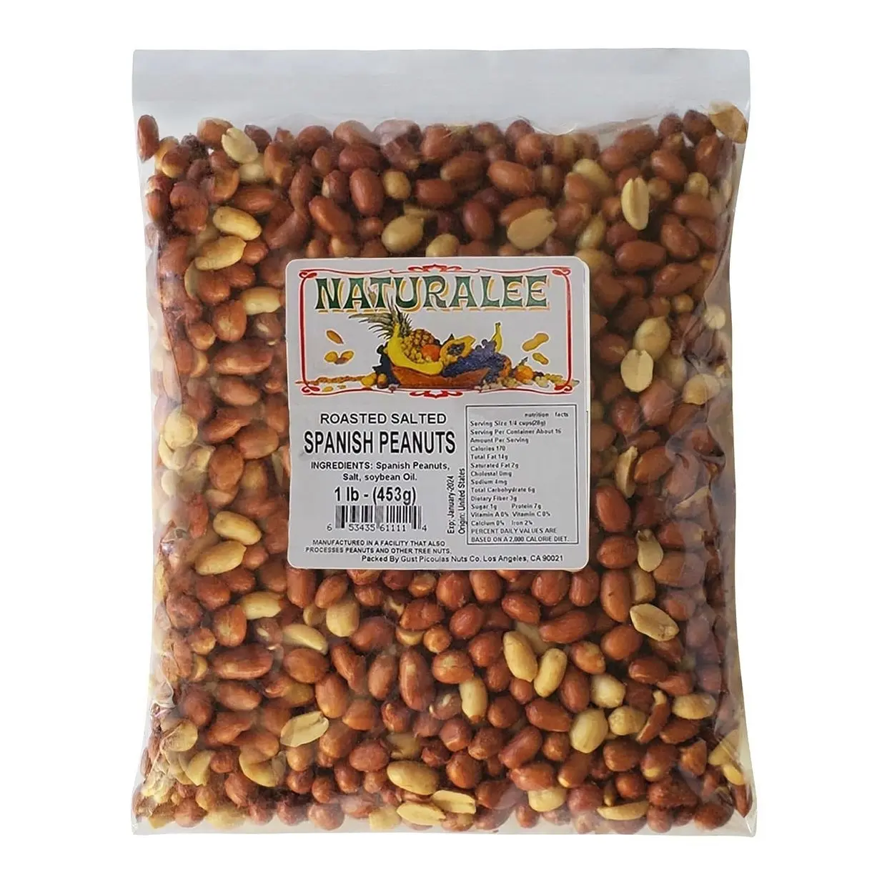 Naturalee Peanuts, With Skin Spanish Peanuts 1 lbs - Roasted & Salted - Heart Health, High Protein