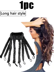 1pc Pink Heatless Hair Curler Silk New Upgradeed No Heat Curling Rode Headband Heatless Curling Wrap for Long Hair Soft Hair Curls with Removeable & Adjustable To Sleep In Hair Curls
