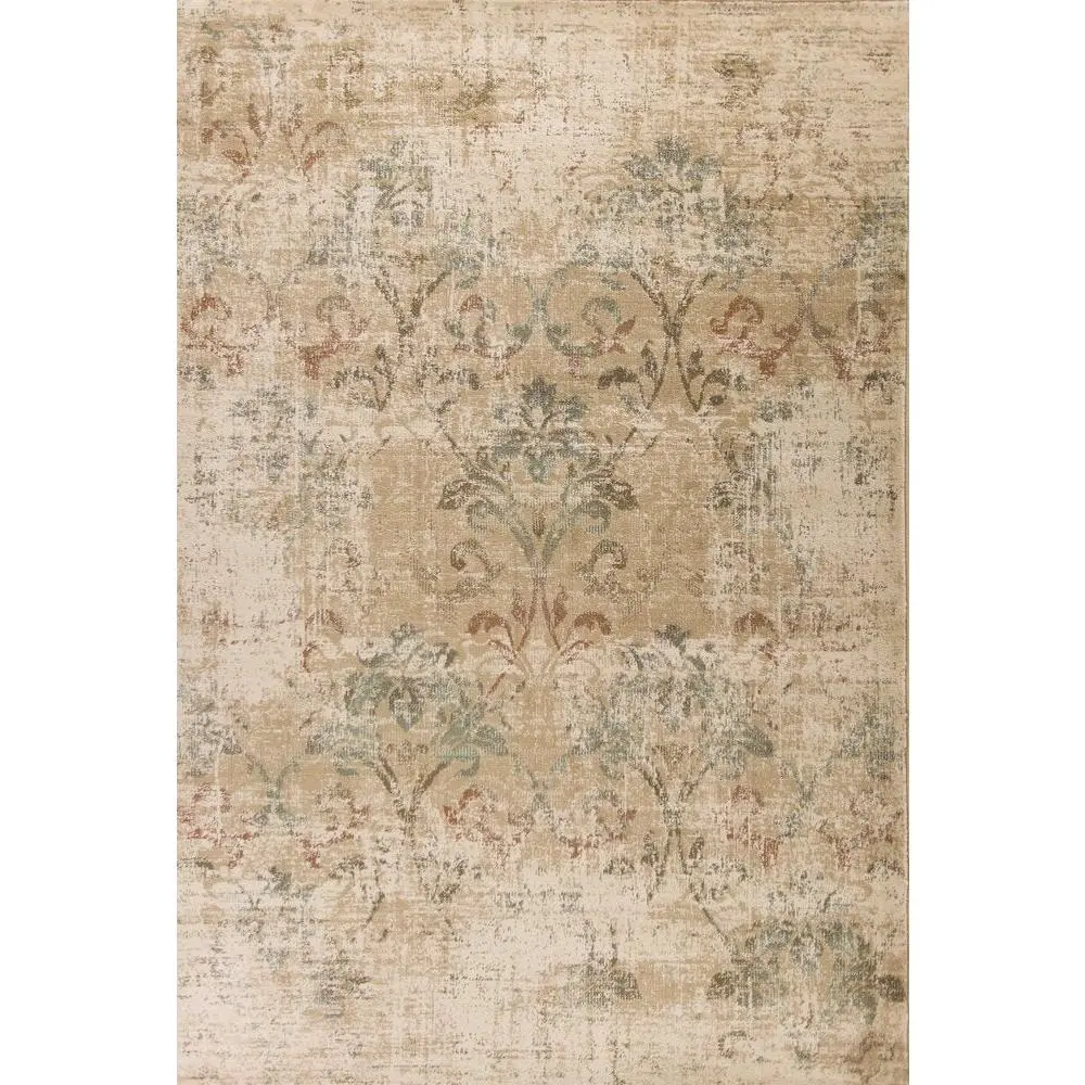8' X 11' Champagne And Beige Damask Area Rug
