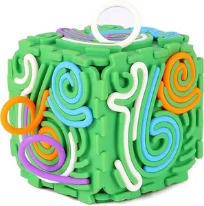3D Silicone 6-Sided Sensory Fidget Cube – 20 Pull Strings, Quiet & Mess-Free | Portable Calming Toy for Stress/Anxiety, Kids (3+) & Adults (ADHD/Autism Friendly)