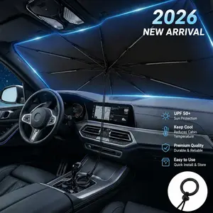 Portable Car Windshield Sunshade, Foldable Windshield Sun Umbrella, Car Exterior Accessories, Car Windshield Cooling Umbrella for Daily