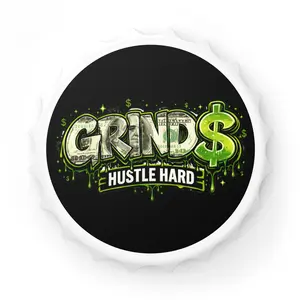 Metal Grind Hustle Hard Bottle Opener, Neon Money Graffiti Logo, Lightweight Kitchen Utensil for Bar Use