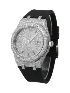 Luxury Fashion Moissanite Automatic Mechanical Watch, Silicone Strap, Sapphire Crystal Glass, Analog Round Dial, All Seasons Wear, Mechanical Wristwatches