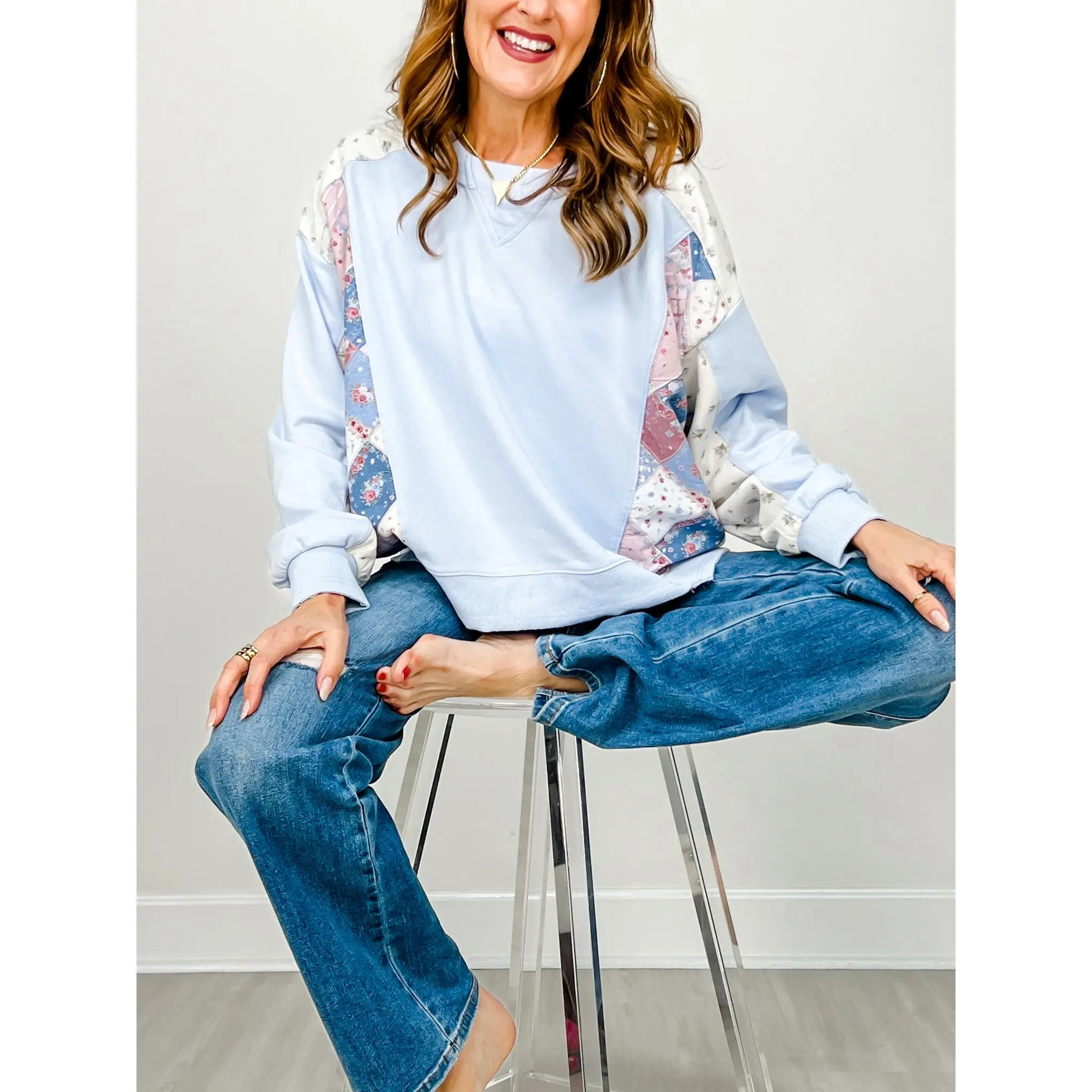 Patchwork Pastel Pullover Top
