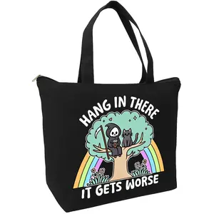 Hang In There It Gets Worse Zippered Tote Bag