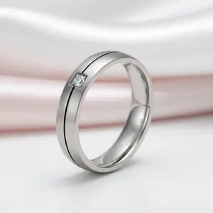 4mm Titanium Wedding Band with Diamond Option