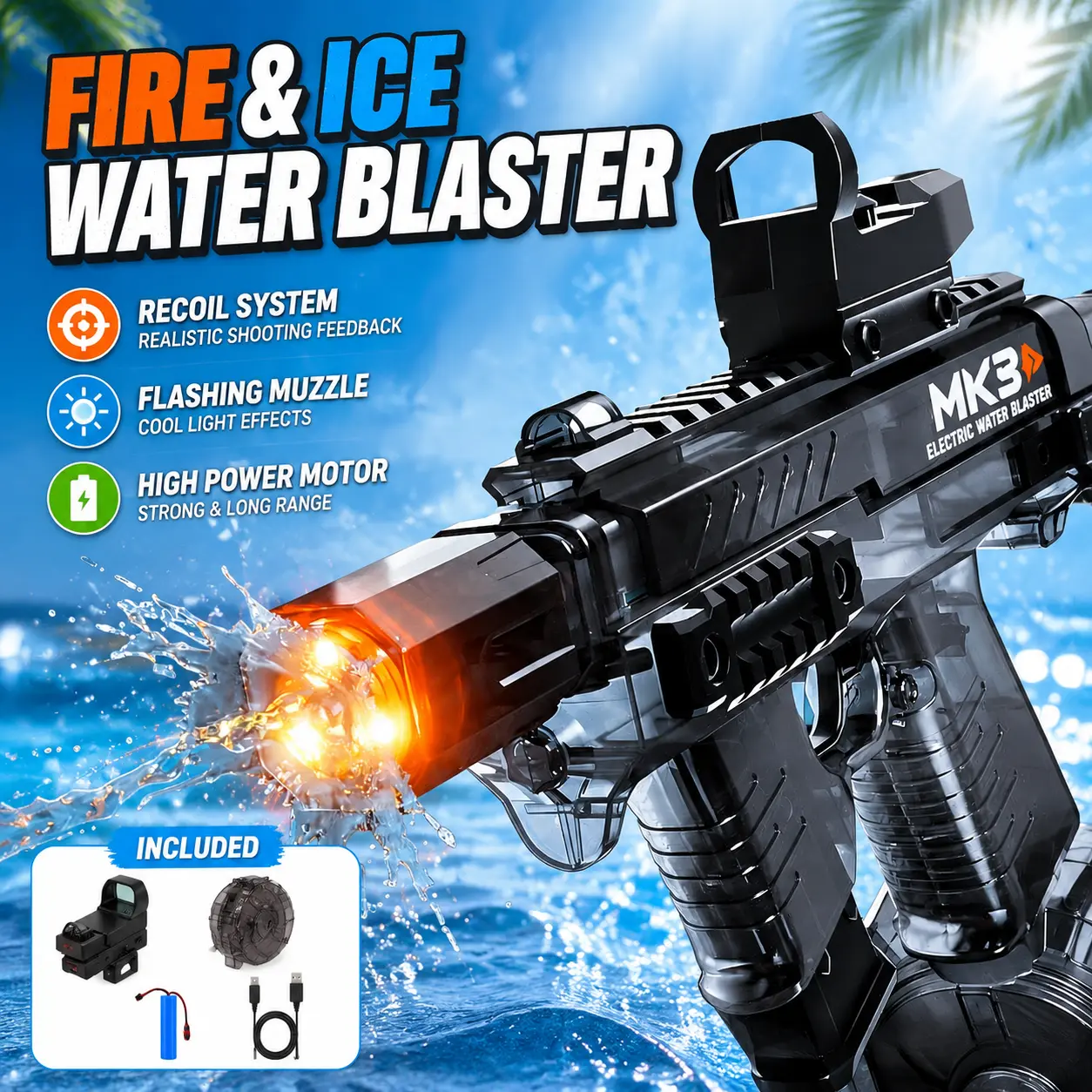 Electric Continuous Spray Water Toy with Large-Capacity Tank, Ideal for Pool Parties, Summer Outdoor Sprinkler Water Fight Toy