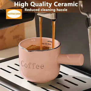Ceramic Espresso Cup, 90ML Capacity, with Handle and V-Shaped Opening, Perfect for Measuring and Frothing Coffee, Essential for Espresso Lovers