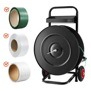 VEVOR Banding Strapping Cart, Fit for PET/PP/Polyester Strapping Coils with 8 or 16 in Core Size, Heavy Duty Strapping Dispenser Equipped with Upgrade Brake System, Built-in Spacious Tray for Tools