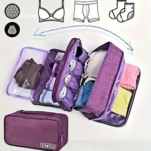 Portable Travel Packing Cube, 1 Count Multi-grid Zipper Underwear Garment Bag, Travel Accessories, Travel Organizer for Home Storage and Travel Organization, Travel Clothes Organizer