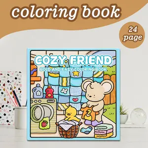 Comfortable Friends Theme Coloring Book, 24 Bold Stress-Relief Designs, 7.9in X 7.9in Perfect Size, Thick Paper, Ideal Gift for Adults Kids Teens