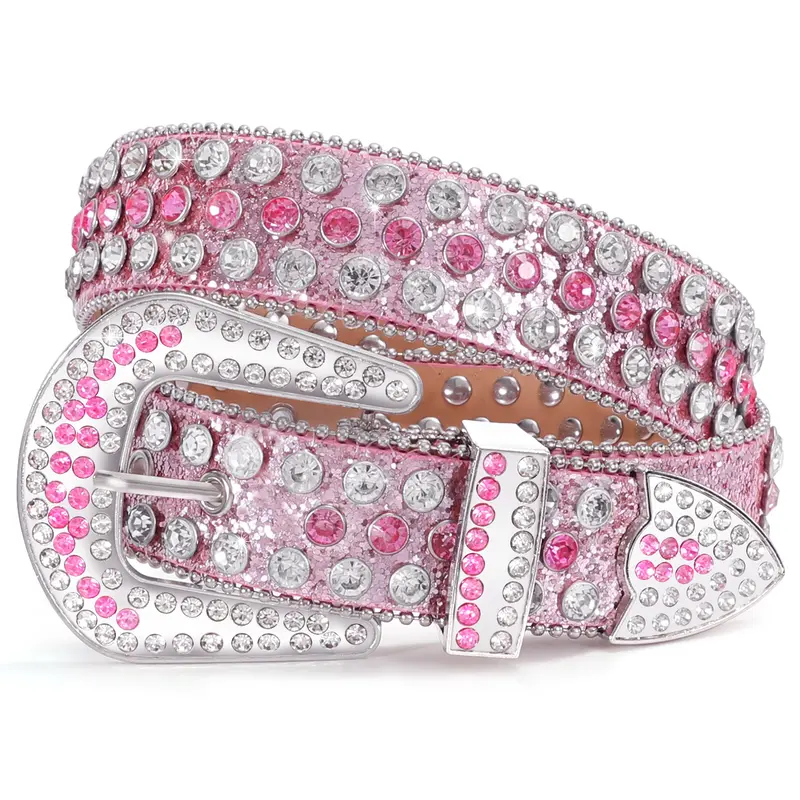 XZQTIVE Cowgirl Bling Studded Leather Belts for Jeans Pants with Rhinestone XZQTIVE Cowgirl Bling Studded Leather Belts for Jeans Pants  main image 2
