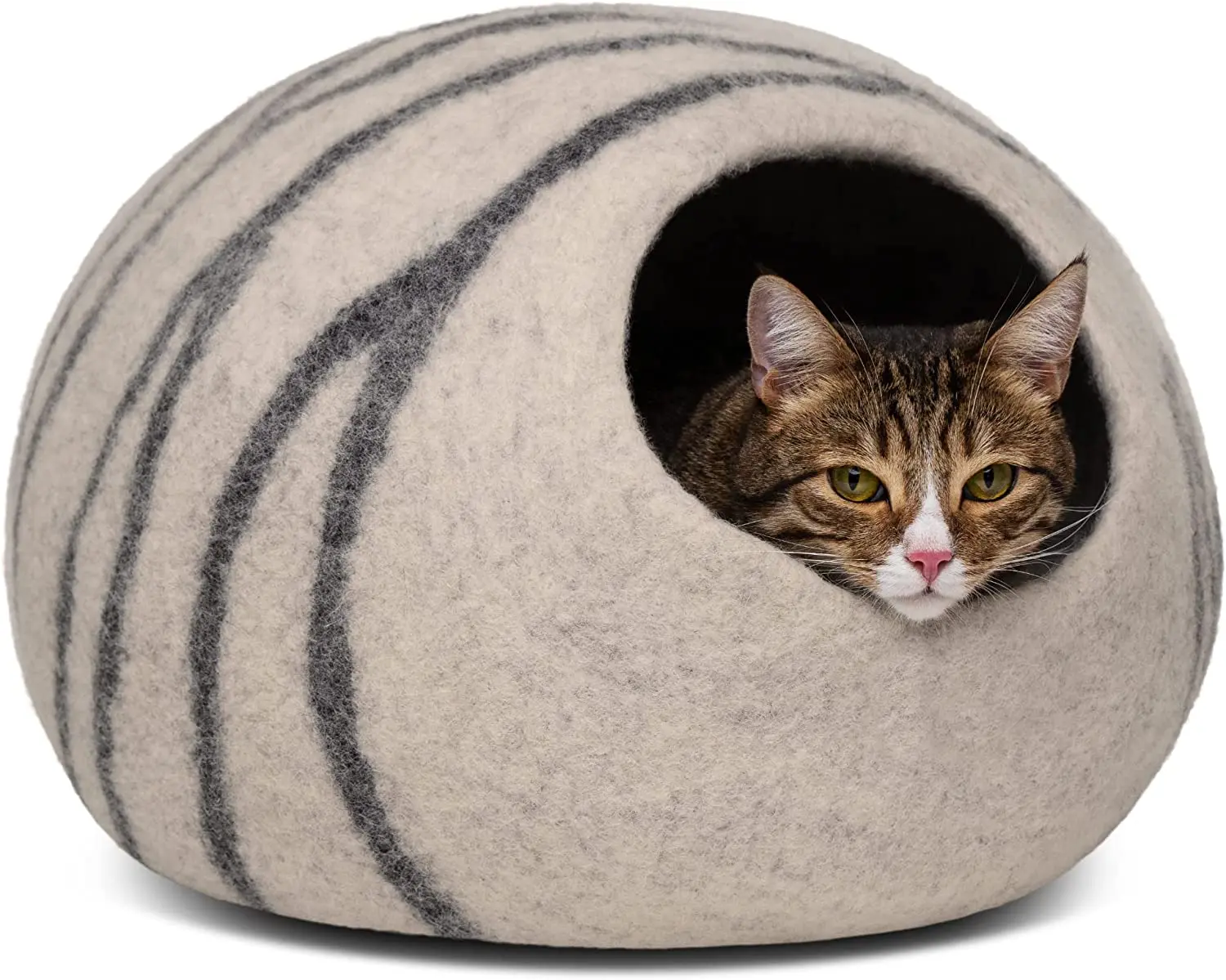 MEOWFIA Cat Cave – Premium Felt Cat Bed for Indoor Cats, Handmade 100% Merino Wool (Light Shades)