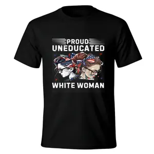 USA Patriotic Graphic Tee – Proud Uneducated White Woman Shirt