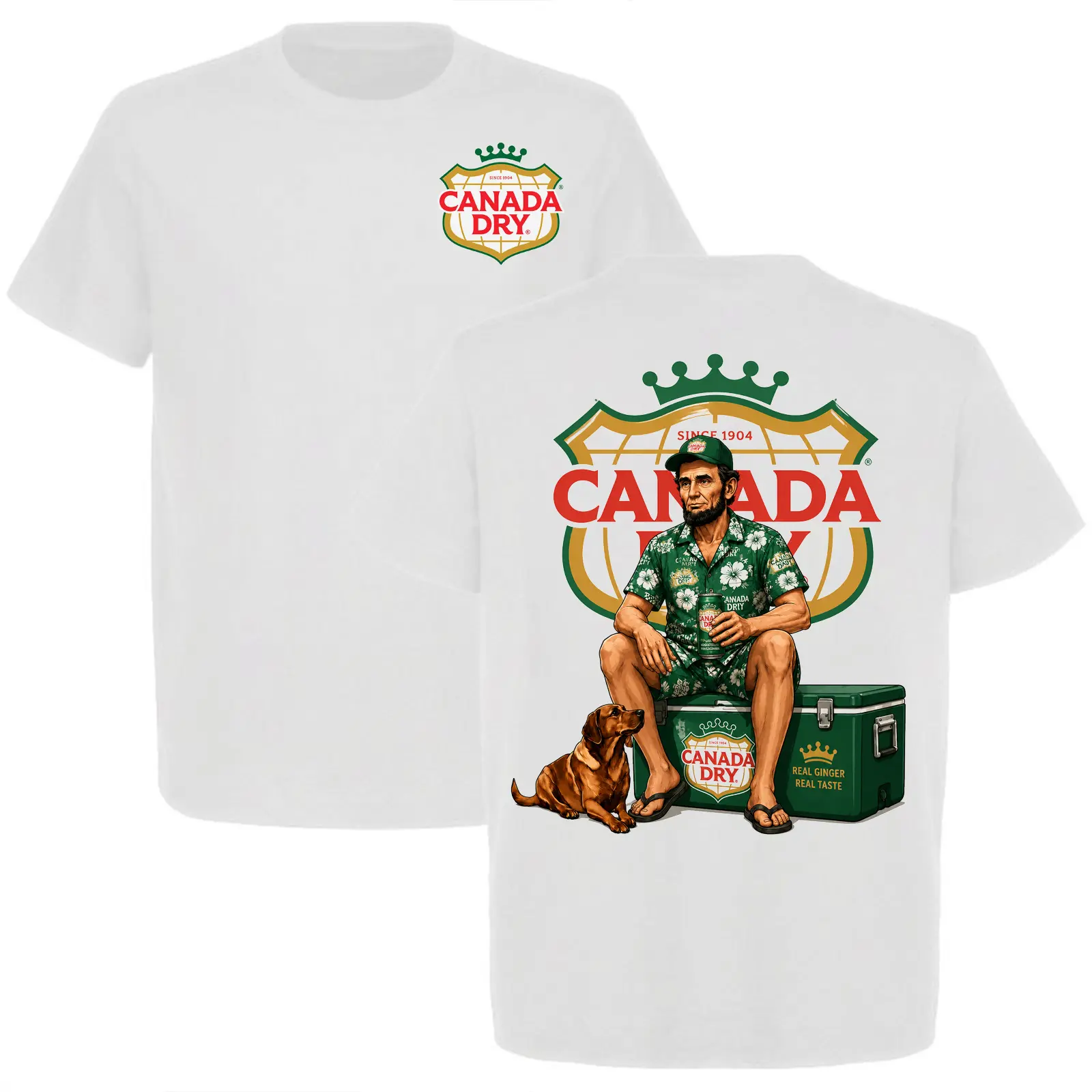 Canada Dry Abraham Lincoln Graphic T-Shirt, Vintage Ginger Ale Funny Tee, Dog Lover Unisex Gift for Men