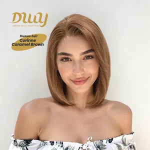 Corinne - DWY Human Hair Pre Plucked Bob Hair 13*6 Natural Textured Hair Invisible HD Lace Frontal Wigs for Women 12 nches