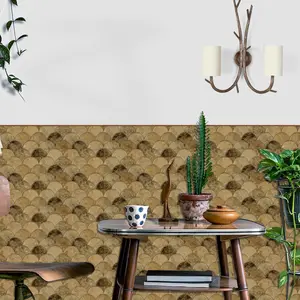 12/24/48 Pcs Fish Scale Mosaic Retro Tile Sticker, Self-Adhesive Waterproof And Easy To Install, Seamless Splicing, Suitable For Kitchen, Bathroom, Living Room, Size 15x30cm