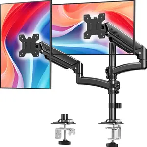 Dual  Stand for 2 Screens up to 32 inch, Vertical Stacked Dual  , Full Motion Adjustable Tall Double  Desk , Each Arm Holds 4.4-22lbs, VESA 75/100mm, Black, Freelift
